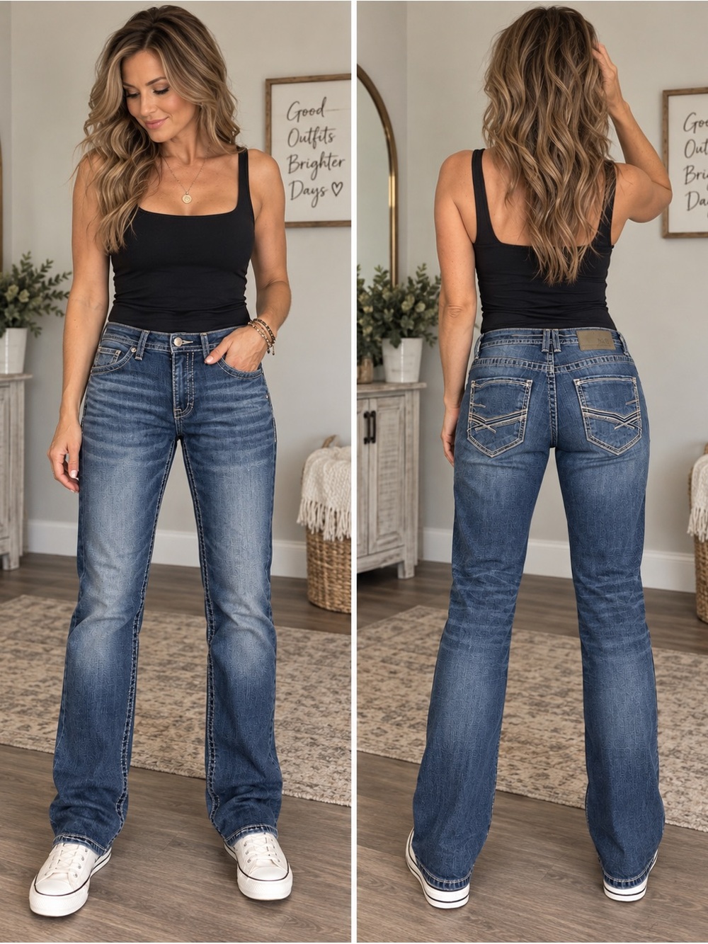BKE Jake Women’s Straight Leg Jeans 29L Medium Wash Stretch Denim 30x32